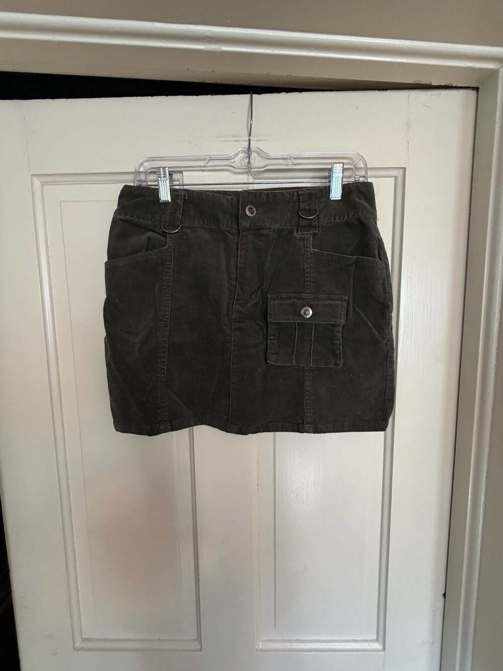 Gypsy Jeans Olive Green Corduroy Cargo Mini Skirt Size 7/8